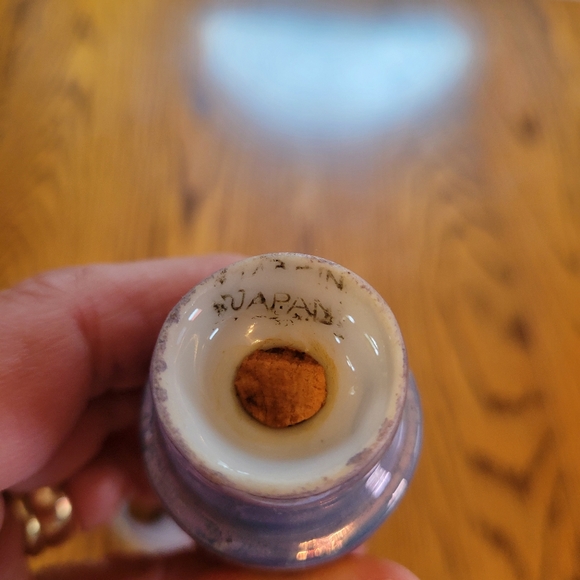 Vintage Lusterware Hand Painted Made in Japan Condiment Tray ~TT 5-piece S&P V&O - Picture 8 of 16